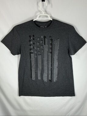 Hybrid & Company Patriotic American Flag Graphic T-Shirt Gray Large